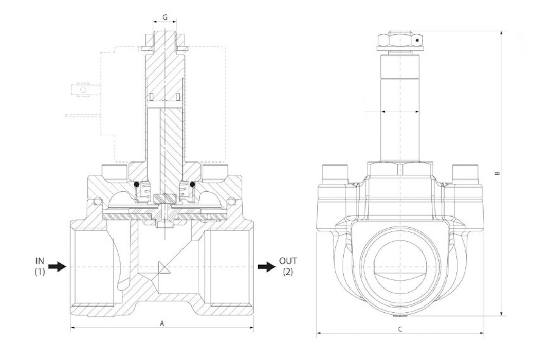Електроклапан 2/2 NC G3/4 NBR 03F 0-18 Bar DN18 kv4,08 220VAC, FMM 03F ...